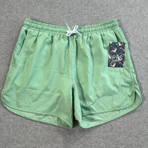 Kortni Jeane Retro Shortie Swim Trunks Men's Large Sage Green New 5" Inseam